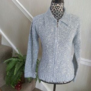 Free People Sweater Zipper Cardigan Medium Ice Blue